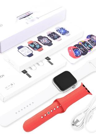 Smart watch series 6 z32 pro, 44mm aluminium, 2 ремешка, red/white dr