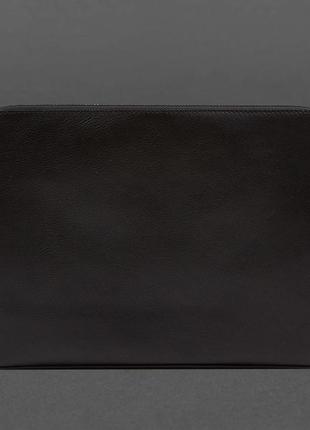 Шкіряний чохол для ноутбука на блискавці з кишенею та хлястиком на руку чорний4 фото