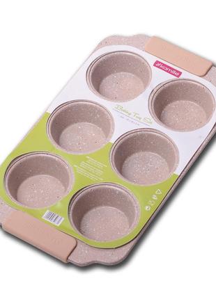 Форма для запекания kamille бежевый 30*18см из углеродистой стали с 6 отделами km-60381 фото