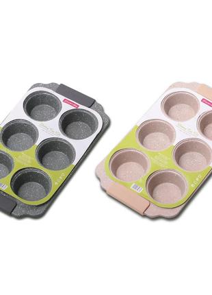 Форма для запекания kamille бежевый 30*18см из углеродистой стали с 6 отделами km-60384 фото