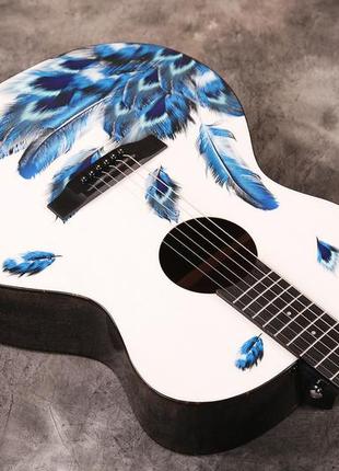Електроакустична гітара tyma v-3 plume (білого кольору з принтом)3 фото
