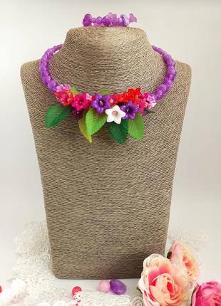 Ожерелье и браслет для маленькой модницы "полевые цветы"9 фото