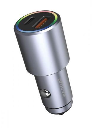 Автомобильное зарядное устройство proove double energy plus 53w (usb + type-c) metal gray