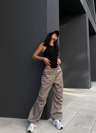 Женские брюки карго из плащевки хаки штаны весенние осенние5 фото