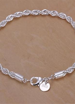 Кручений жіночий браслет косичка покриття срібло 925