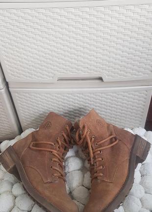 Замшевые ботинки еврозима полусапожки коричневые бежевые берцы2 фото