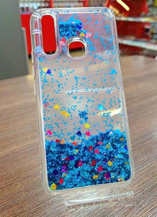 Чехол-накладка прозрачный с блестками и жидкостью внутри на телефон vivo y3