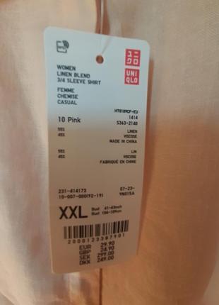 Рубашка лен-район linen blend 3/4 от uniqlo япония7 фото