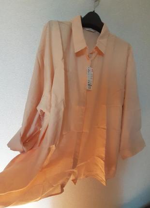 Рубашка лен-район linen blend 3/4 от uniqlo япония10 фото