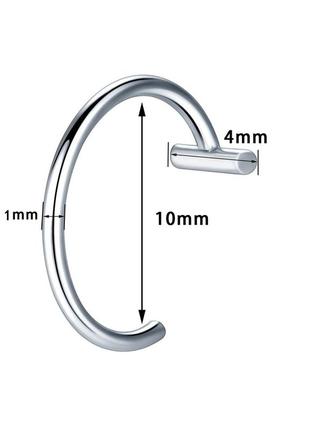 Пирсинг из медицинской стали кольцо обманка для носа уха губы клипса колечко септум каффа (серебро)2 фото