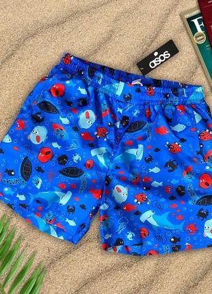Летние легкие мужские спортивные пляжные шорты для плавания летний принт рыбки asos