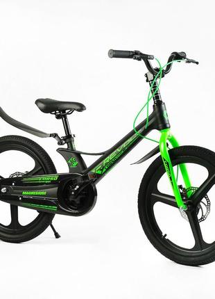 Mg-20118 чорний двоколісний велосипед 20 дюймів corso rvolt, магнієва рама, литі диски, дискові гальма,1 фото