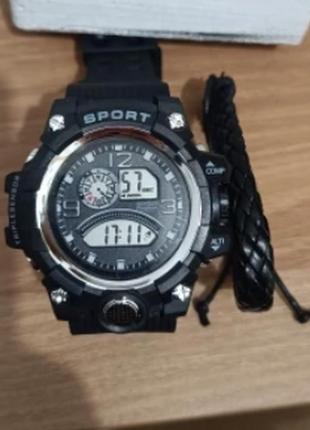 Годинник чоловічий спортивний + браслет. годинник з календарем датою підсвіткою dr2 фото