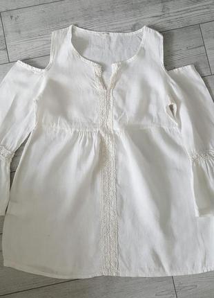 Сорочка блуза з відкритими плечима з натурального льону італія