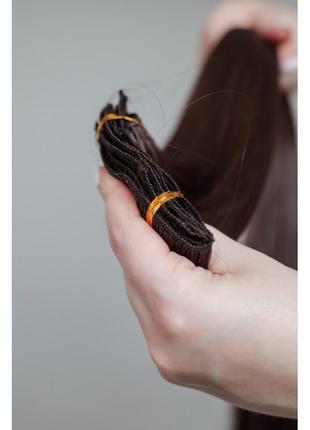 Комплект накладного темно коричневого рівного волосся3 фото