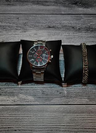 Набор для мужчины, часы + подвеска + браслет, подарок для парня времени, браслет, подвеска8 фото