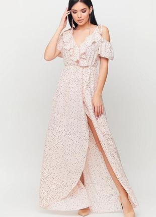 Платье макси из легкой летней ткани с имитацией запаха