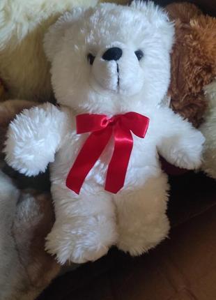 Білий ведмідь з бантиком м'яка іграшка ведмедик2 фото
