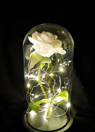 Вечная роза в колбе, led светильник ночник роза под стеклом искусственные цветы подарок2 фото