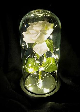 Вічна троянда в колбі, led світильник нічник троянда під склом штучні квіти подарунок1 фото