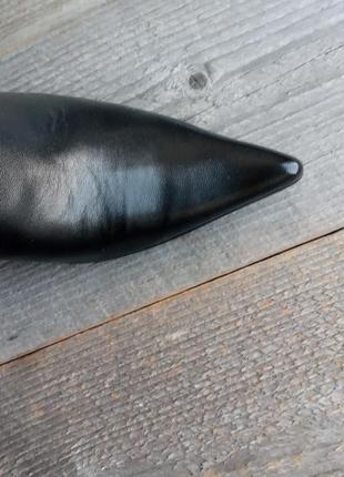 Натуральные кожаные черные женские ботильоны ботинки с острым носком деми низкий каблук булавка3 фото