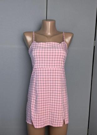 Женское платье короткое мини розовое в клетку юбка женская штаны джинсы женские