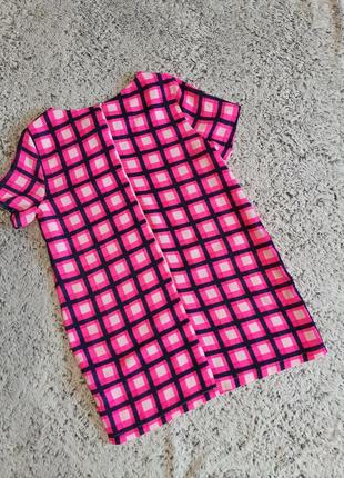 Яркое платье, платье в клетку. розовая клетка,  платье шифт, ax5 фото