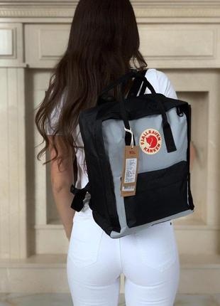 Рюкзак fjallraven kanken gray black купити фьялравен канкен сірий чорний