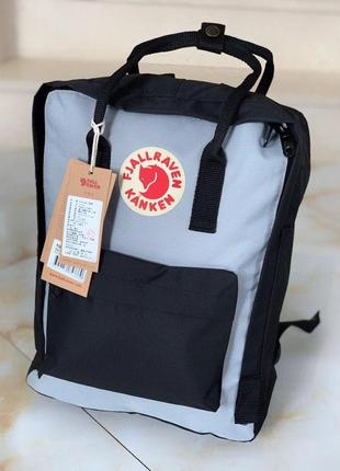 Рюкзак fjallraven kanken gray black купити фьялравен канкен сірий чорний4 фото