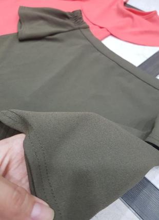 Блуза кроп топ відкриті плечі волани хакі new look4 фото