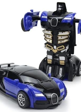 Дитяча машинка робот-трансформер синя