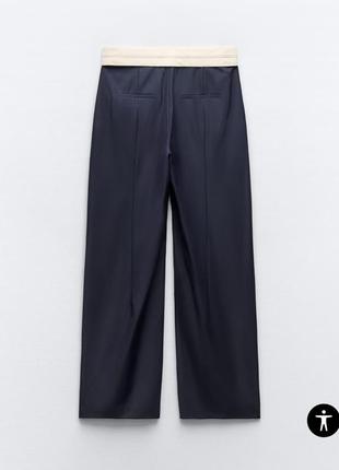 Прямые брюки брюки с контрастной вставкой на талии zw collection4 фото