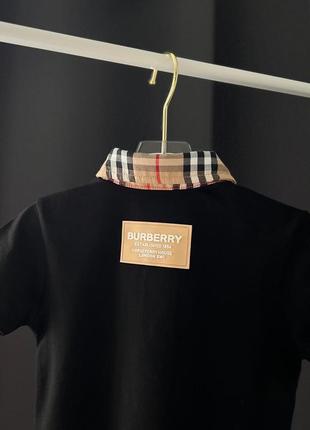 Черная хлопковая футболка - поло burberry4 фото