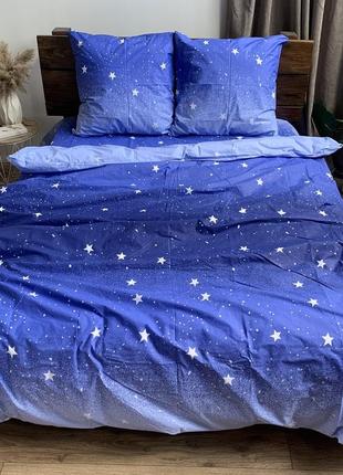 Стильный и приятный на ощупь постельный комплект из натурального хлопка звездное небо, бязь1 фото