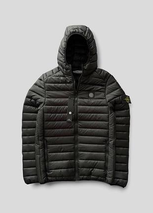 Куртка чоловіча демісезонна стьобана stone island чорна xs-xxl легка курточка осіння весняна стон айленд з капюшоном
