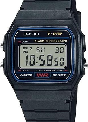 Часы casio f91w-1. цифровые спортивные с классическим полимерным ремешком