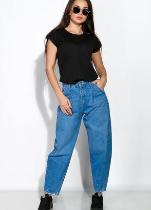 Новые удобные трендовые стильные джинсы слоучи свободного кроя голубого цвета4 фото