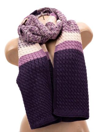 В'язаний кашеміровий шарф luxwear s195010 фіолетовий з бузковим