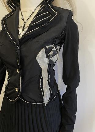 Ефектна чорна вінтажна блуза сорочка кофта мереживо рюші бантик квітка готика готичний стиль бохо вампір5 фото