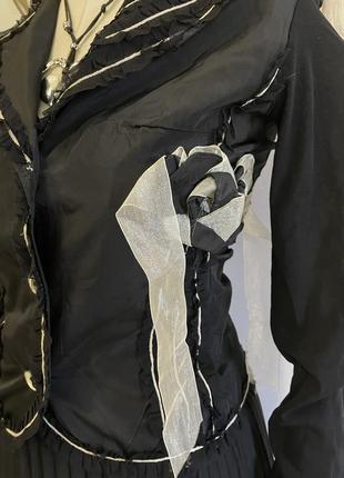 Ефектна чорна вінтажна блуза сорочка кофта мереживо рюші бантик квітка готика готичний стиль бохо вампір6 фото