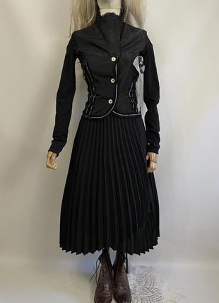 Ефектна чорна вінтажна блуза сорочка кофта мереживо рюші бантик квітка готика готичний стиль бохо вампір4 фото