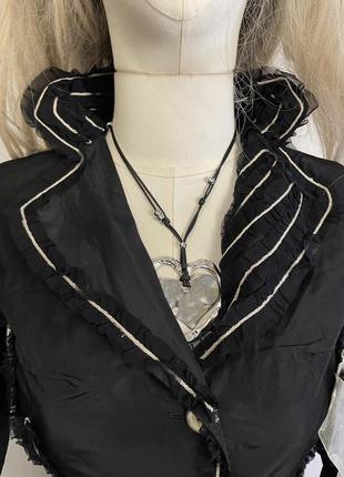 Ефектна чорна вінтажна блуза сорочка кофта мереживо рюші бантик квітка готика готичний стиль бохо вампір7 фото