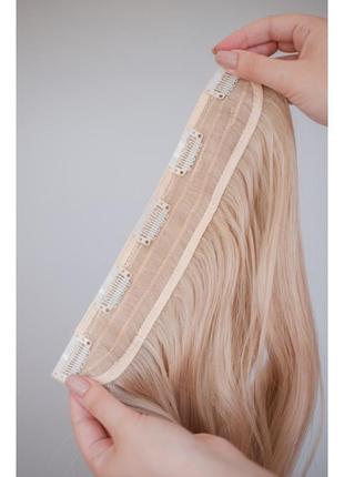Волнистые волосы для наращивания пепельный блонд на заколках3 фото