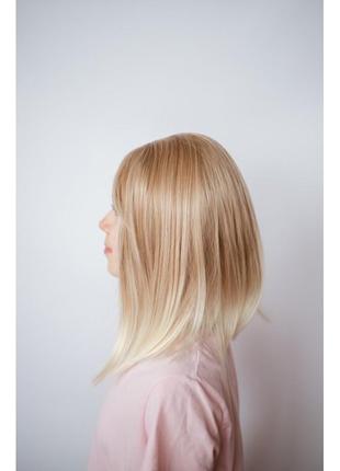 Перука подовжене каре блонд зі світлими кінчиками3 фото