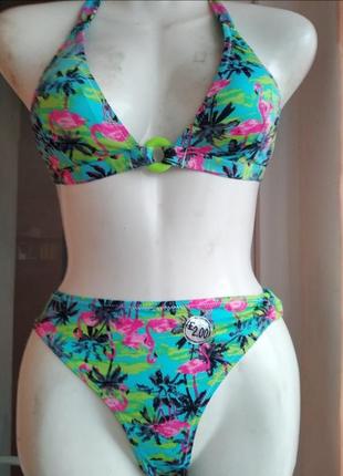 Суперовый новый купальник принт фламинго uk 10 eur 38