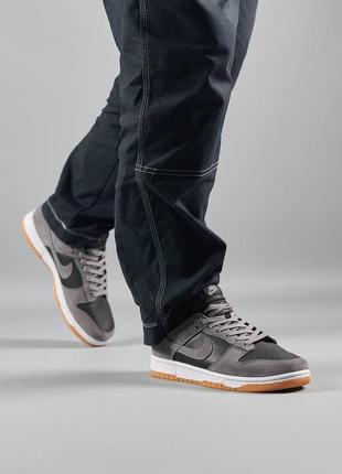 Чоловічі кросівки nike sb dunk low dark grey black, чоловічі замшеві зі шкір. кеди найк сірі, чоловіче взуття