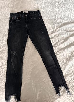 Джинсы zara черные скинни, размер 36