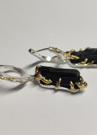 Комплект украшений серебряный серьги кольцо и брошка ручной работы с натуральными камнями благородными опалами8 фото