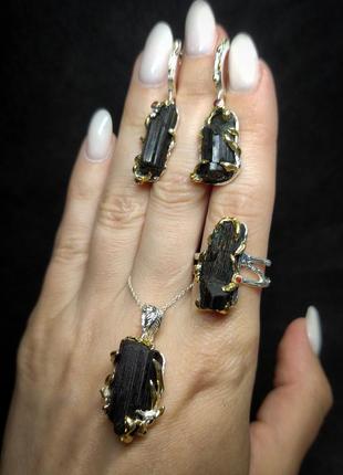 Комплект украшений серебряный серьги кольцо и брошка ручной работы с натуральными камнями благородными опалами10 фото