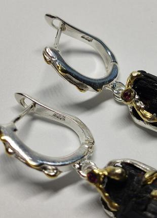 Комплект украшений серебряный серьги кольцо и брошка ручной работы с натуральными камнями благородными опалами6 фото